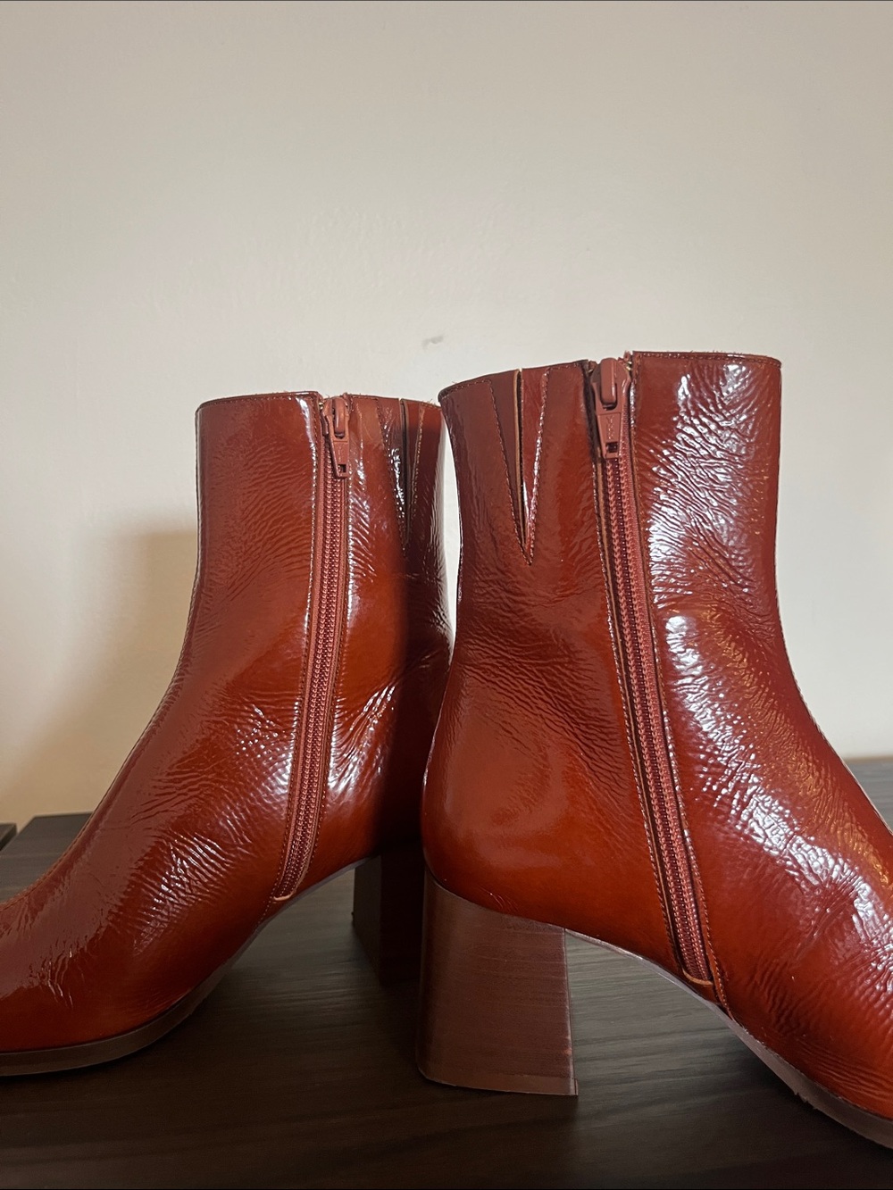 Sézane Axelle Patent Camel Ankle Boots Sz 6 - Picture 9 of 15